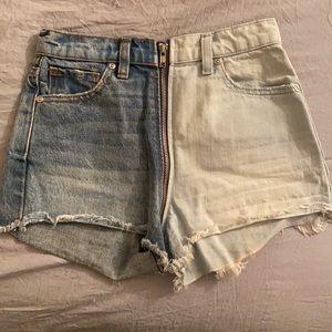 Revice denim jean shorts two tone